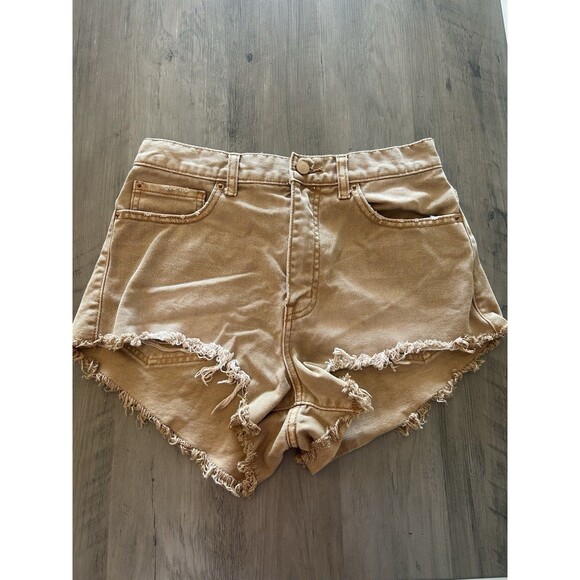 Urban Outfitters Pants - BDG Urban Outfitters Cheeky Denim Shorts Tan Festival Distressed Raw Hem 28